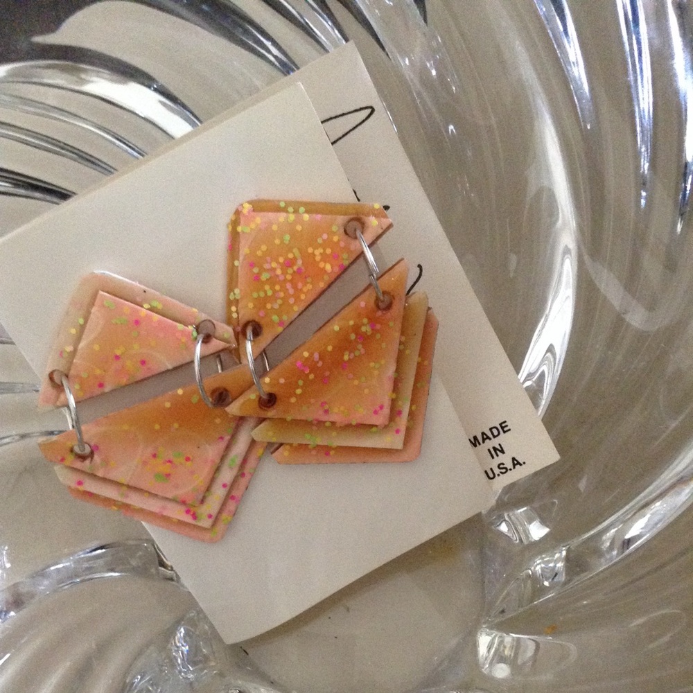 GLITTER PRINT orange Yel earrings